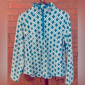 Lands’ End Teal/White Pullover